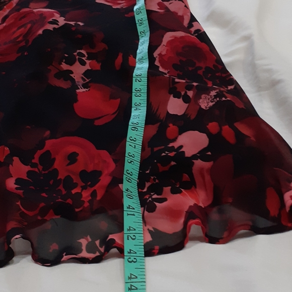 A-Line Dress with Red Rose Print - Picture 3 of 7